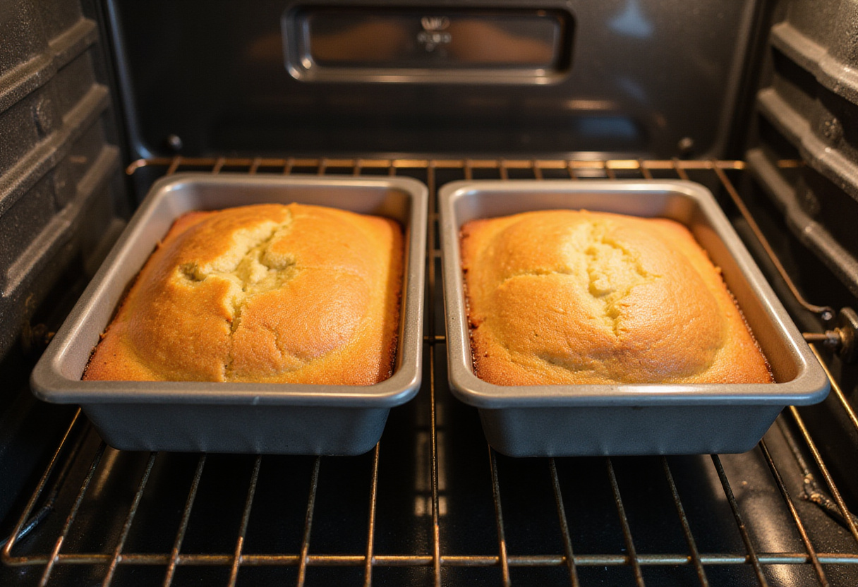 Freshly baked cotton candy cakes cooling on a rack after baking.