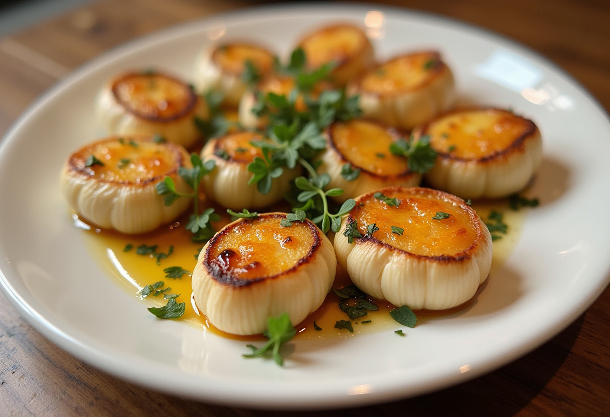 Perfectly roasted garlic cloves from the air fryer, soft and caramelized.
