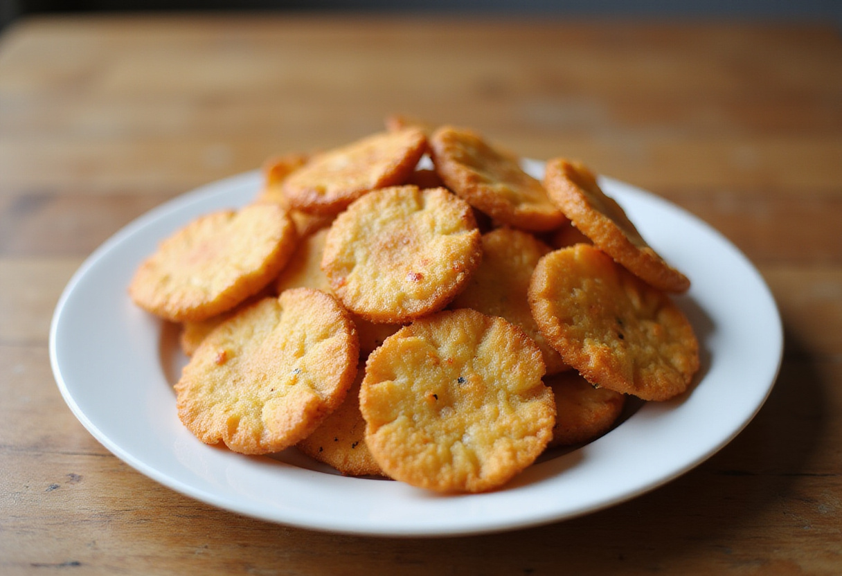 Crispy homemade cottage cheese chips, ready to eat.