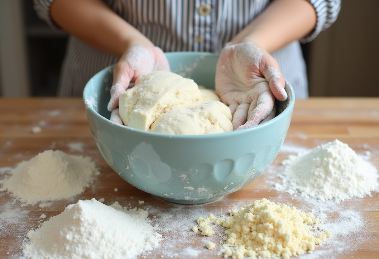 Ingredients for Easy Braided Easter Bread arranged on a counter for dough preparation.