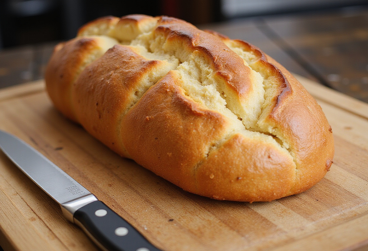 Freshly baked effortless batard bread.