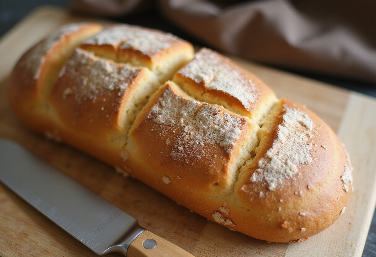 Freshly baked effortless batard bread.