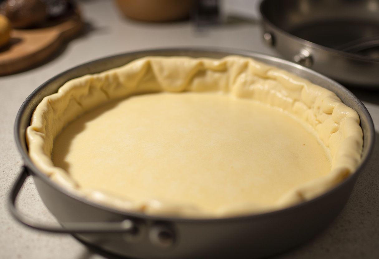 Crescent roll dough laid out in a baking dish for Effortless Chicken Crescent Bake.