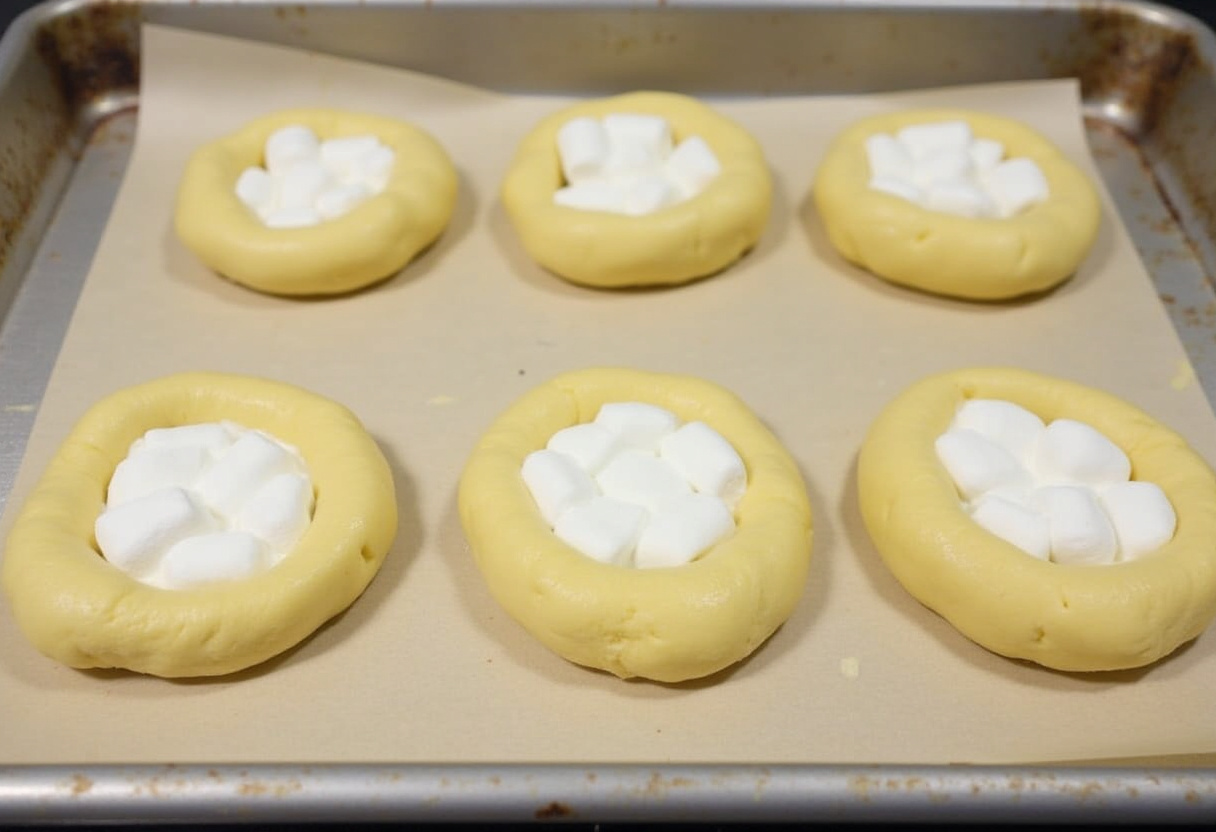 Resurrection Rolls on a baking sheet, ready to bake.