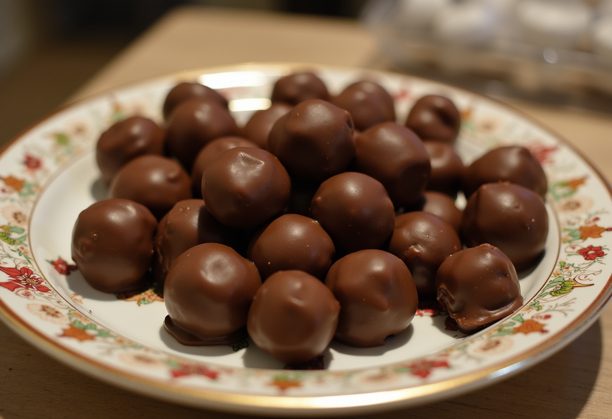 Delicious Moose Farts candies with peanut butter centers and chocolate coating.