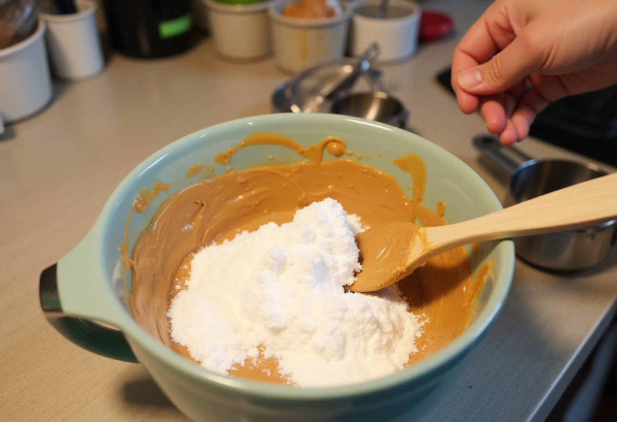 Peanut butter and powdered sugar mixture for Moose Farts candy.