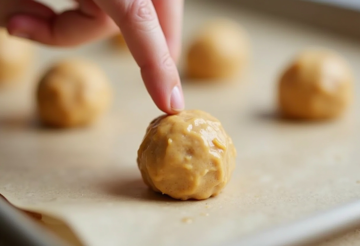 Peanut butter balls rolled and ready for the next step in Moose Farts recipe.