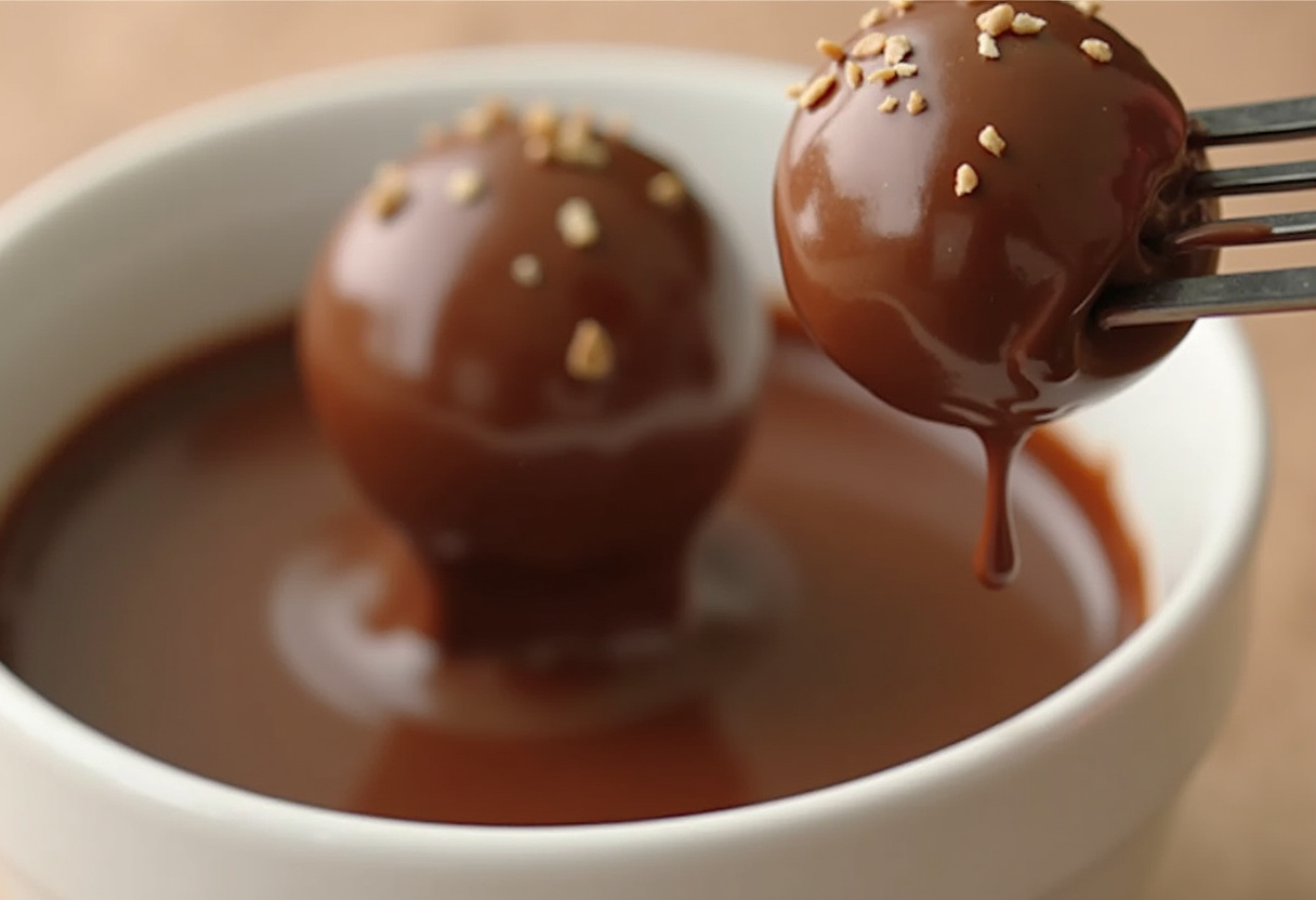 Peanut butter balls coated in melted chocolate for Moose Farts.