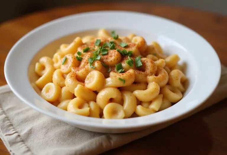 Finished Cracker Barrel Macaroni and Cheese with modern spin, garnished and ready to serve.