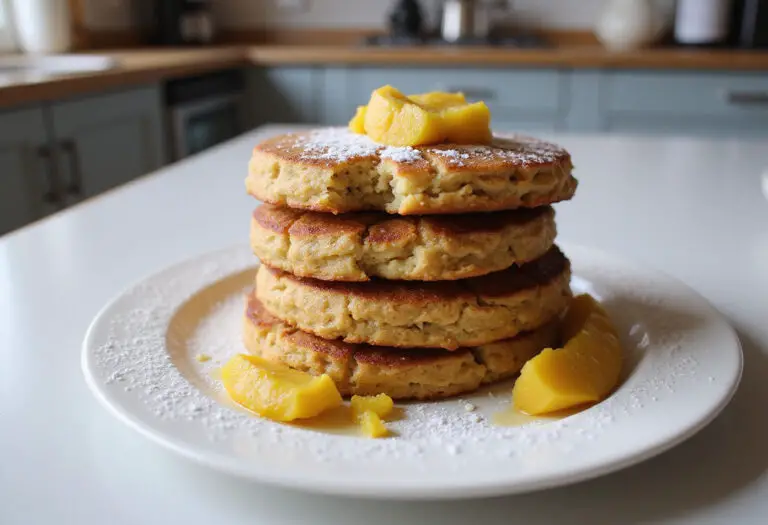 Passion Fruit Oatmeal Cakes with passion fruit and powdered sugar.