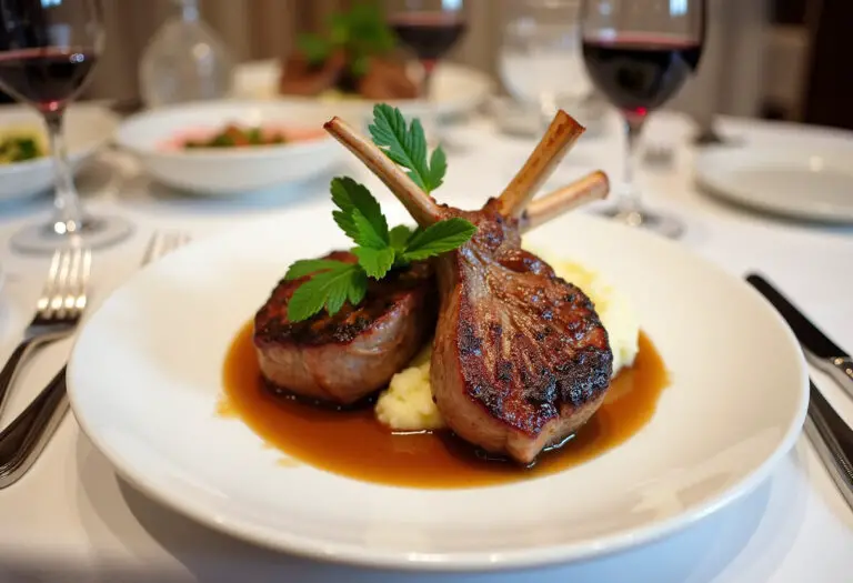Delicious Quick Lamb Chops with Mint served with mashed potatoes.