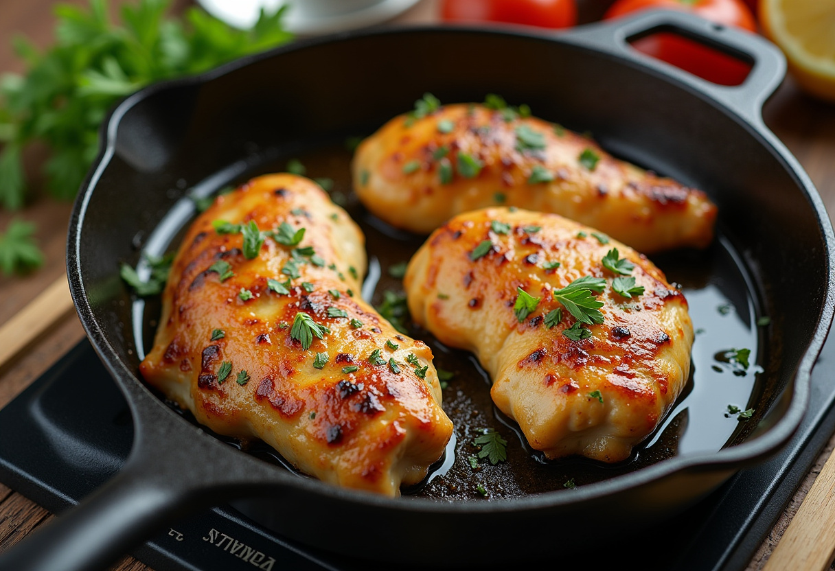 Chicken breasts browning in garlic butter for Quick and Easy Garlic Butter Chicken