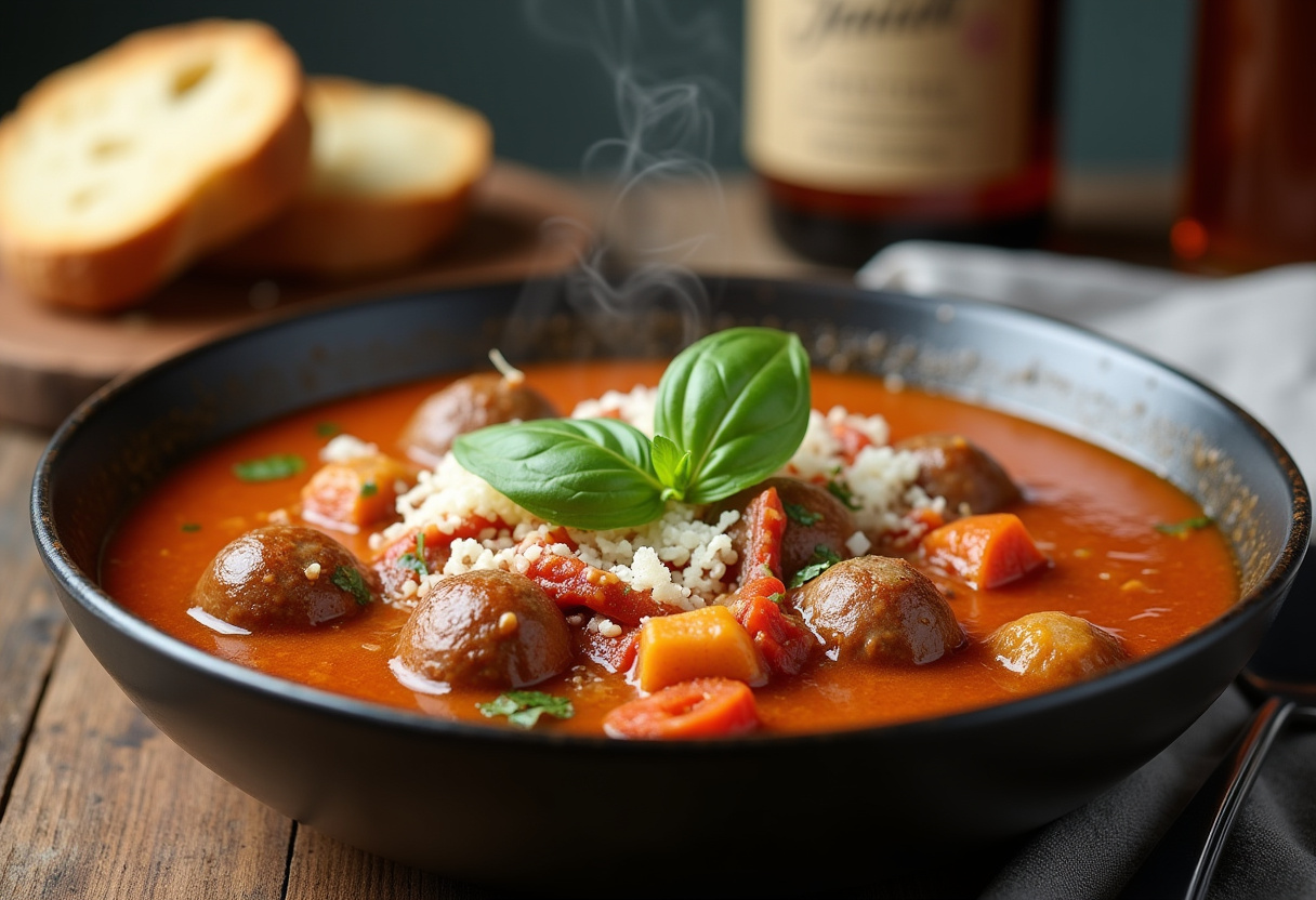 Delicious creamy Italian sausage soup with fresh basil and Parmesan, perfect for a cozy meal.