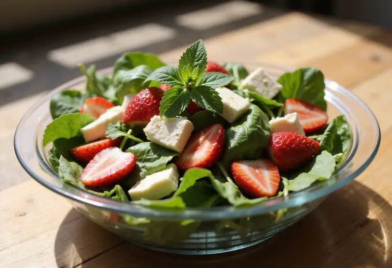 Delicious and healthy Spinach Strawberry Feta Salad.