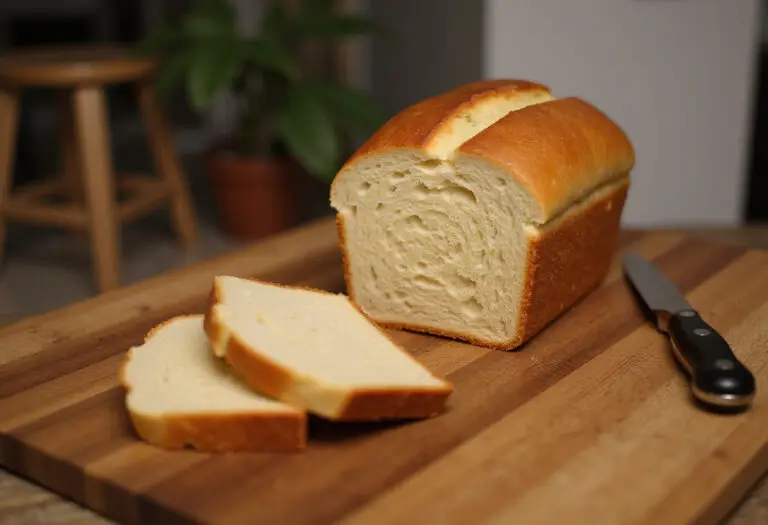 Delicious sliced homemade bread from a bread machine, ready to serve.