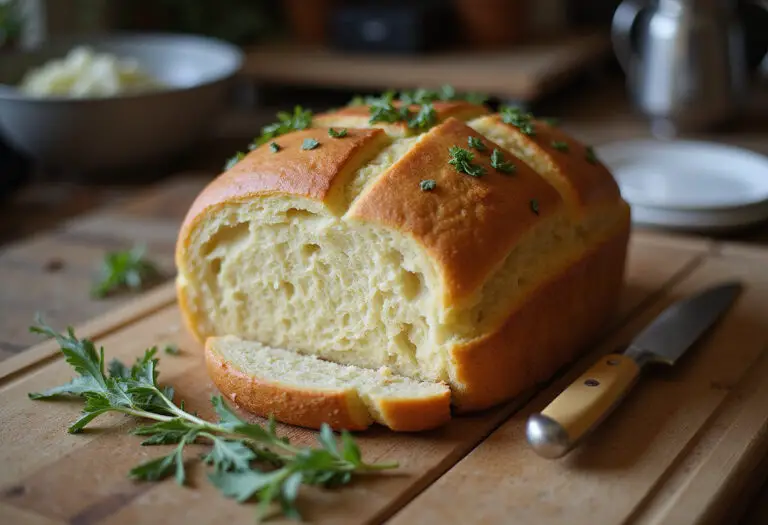 Delicious, freshly baked cabbage bread ready to be served.