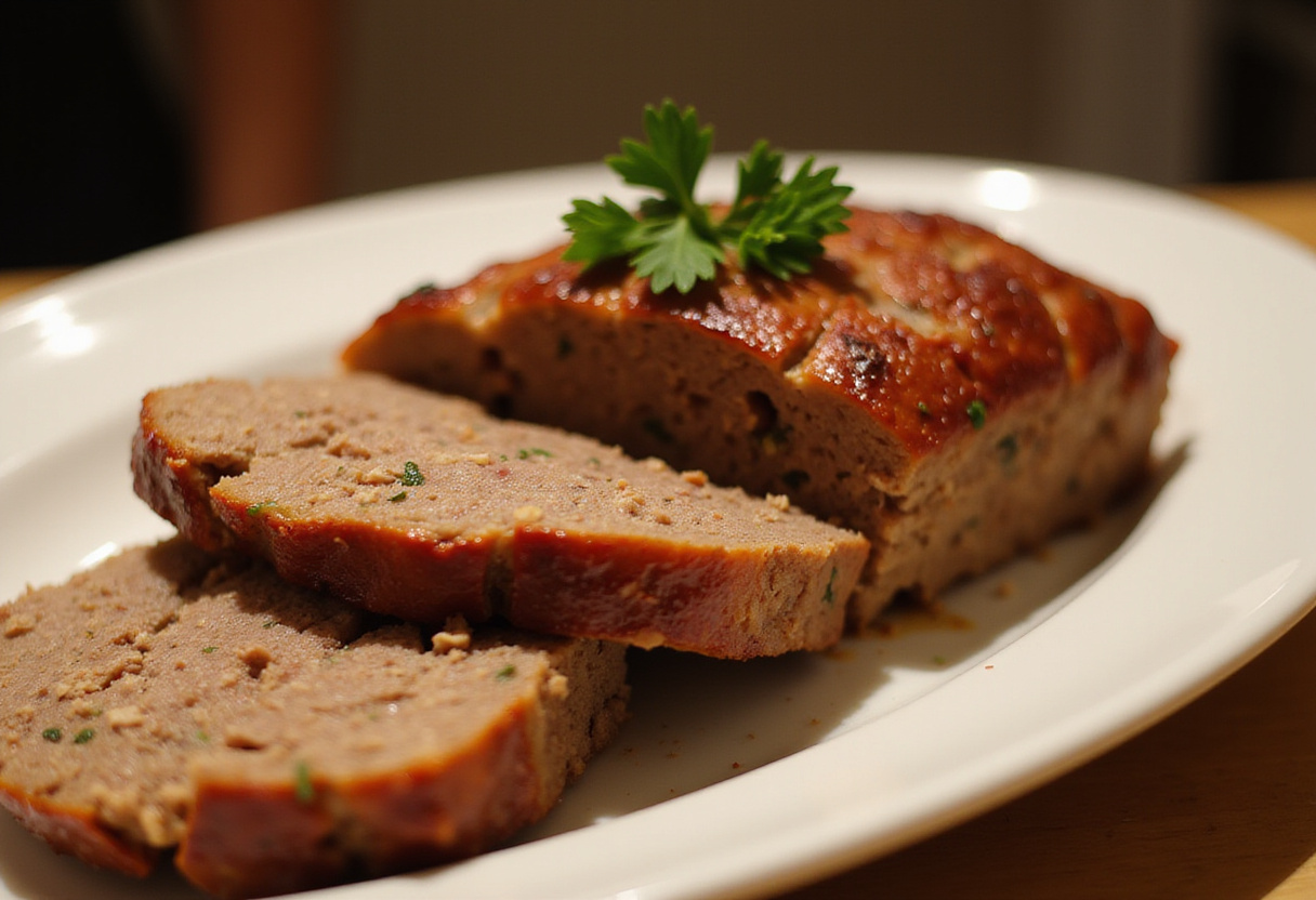 Delicious Lipton Onion Soup Meatloaf, sliced and ready to eat.