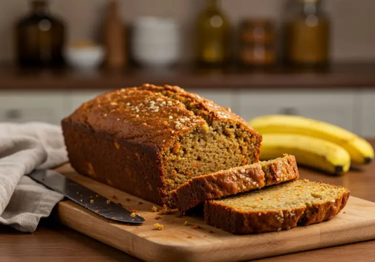 Delicious Carrot Cake Banana Bread just baked, showcasing its moist slices and inviting presentation.