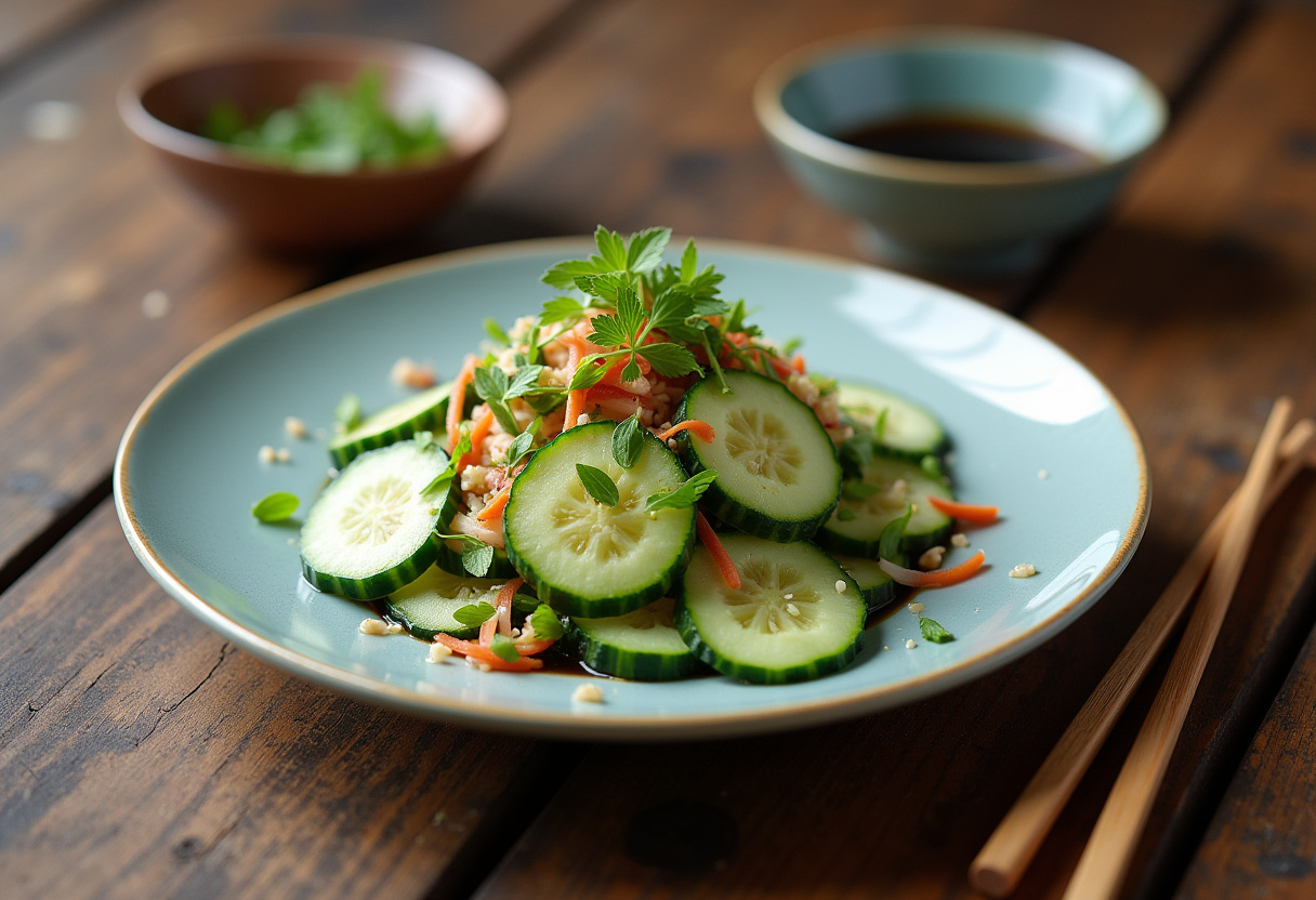 Final presentation of Din Tai Fung style Cucumber Salad, highlighting the freshness and flavor of this delightful side dish.