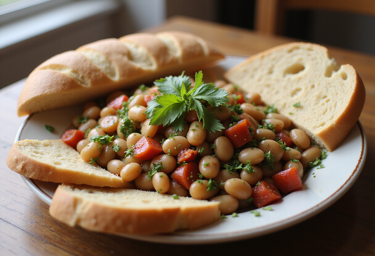 Final presentation of a delicious dense bean salad, showcasing vibrant colors and fresh ingredients, perfect for healthy dining.