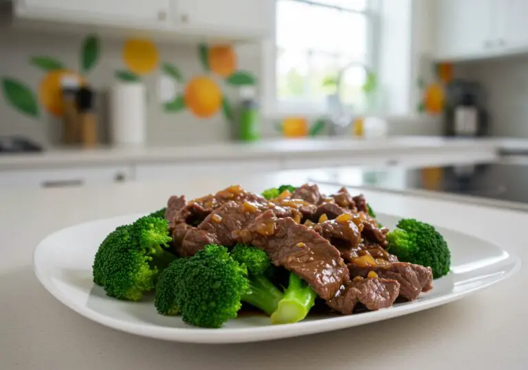 Final presentation of Easy Beef and Broccoli Recipe, highlighting the delicious colors and textures of this savory dish.