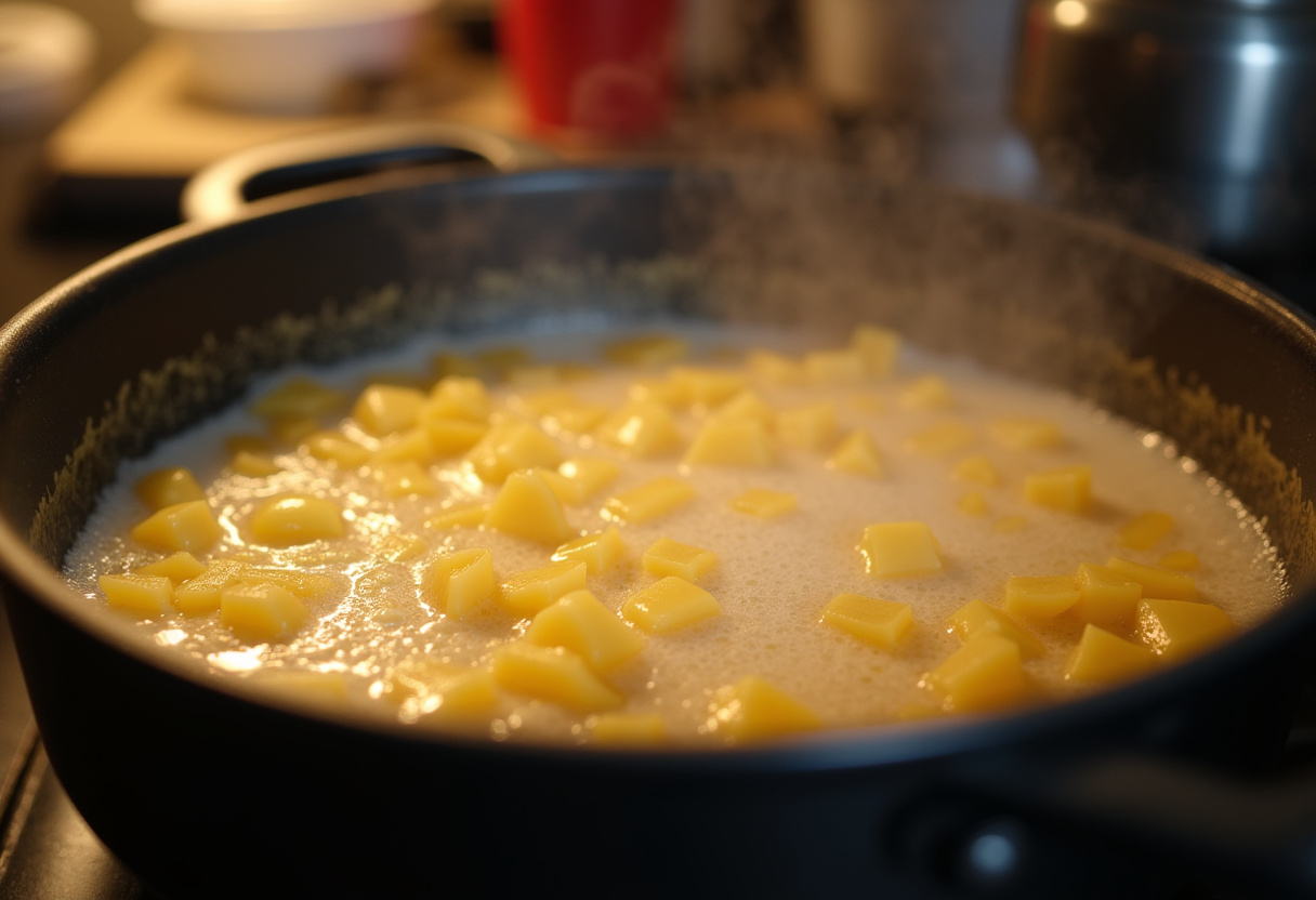 Simmering Easy Lipton Onion Soup Potatoes in a pot, highlighting the delicious cooking step.