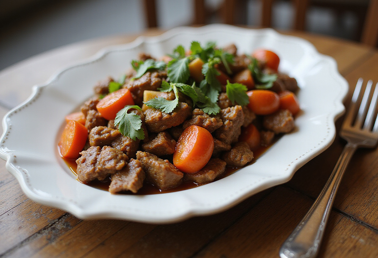 Delicious and vibrant Easy Mediterranean Ground Beef Stir Fry presented on a plate, showcasing the colorful ingredients and fresh herbs.