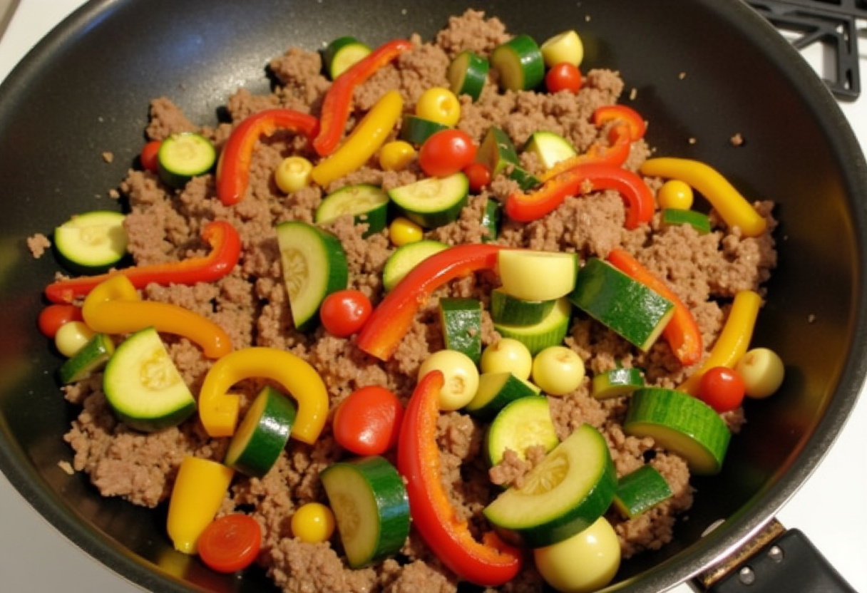 Incorporate fresh bell peppers and zucchini for a vibrant addition to the Easy Mediterranean Ground Beef Stir Fry.