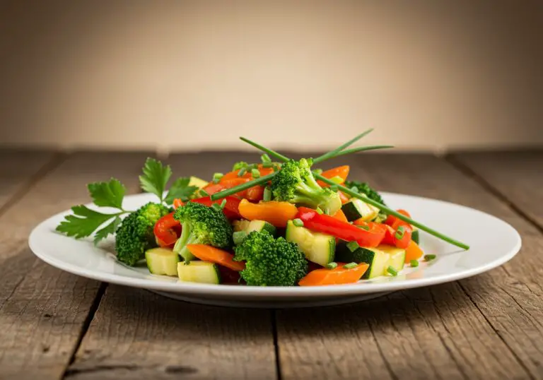 Indulge in a visually stunning garden-to-table summer dish of sautรฉed vegetables beautifully arranged, highlighting the essence of fresh and healthy summer recipes.