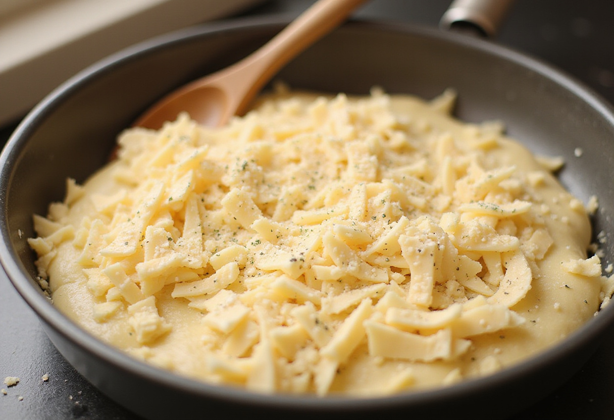 Topping the risen breadsticks dough with shredded cheese and herbs for a cheesy, flavorful finish.