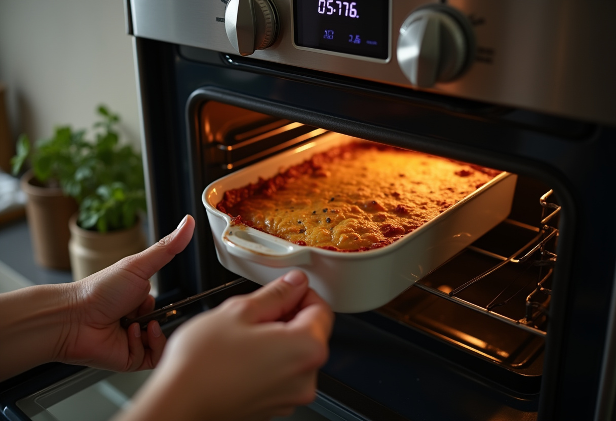 Baking Mediterranean Baked Feta Eggs in the oven to achieve a perfect cheesy and flavorful breakfast bake.