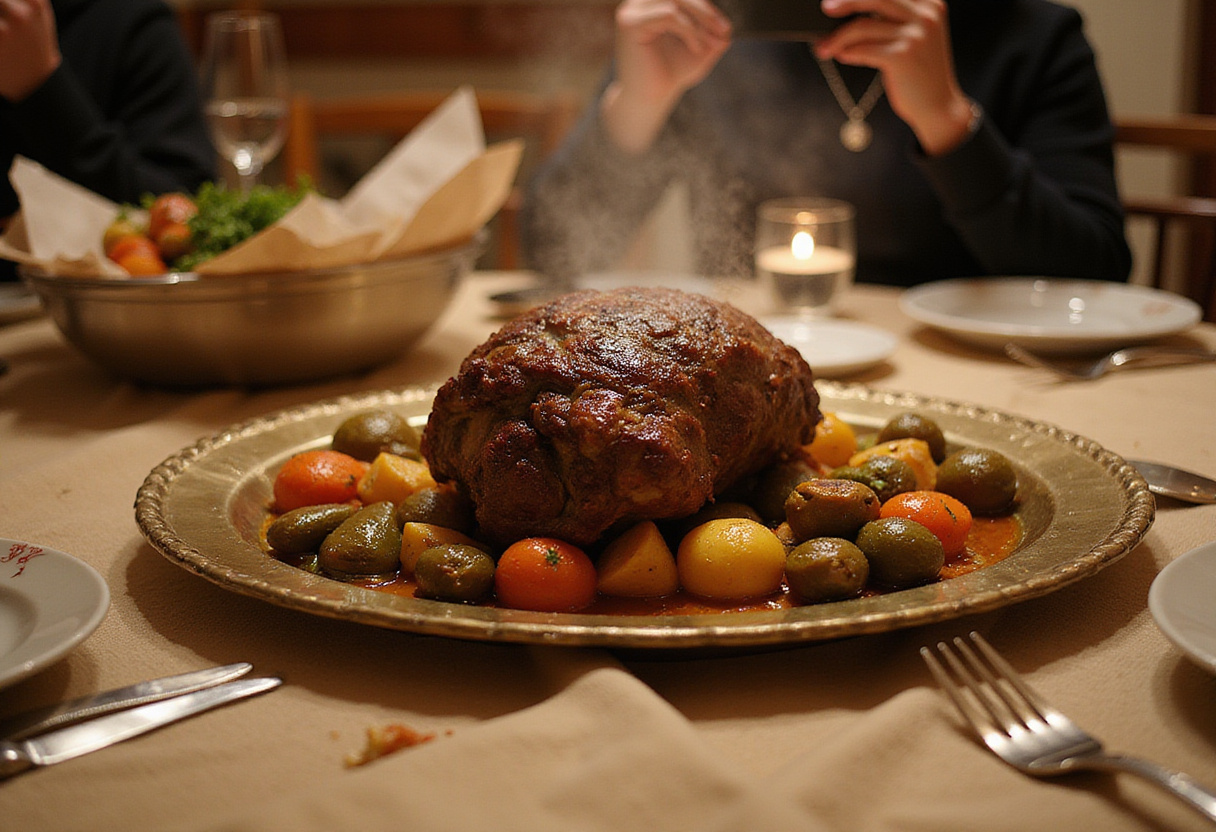 Serve delicious pot roast with vegetables at a beautifully set table for the ultimate easy quick recipe experience.