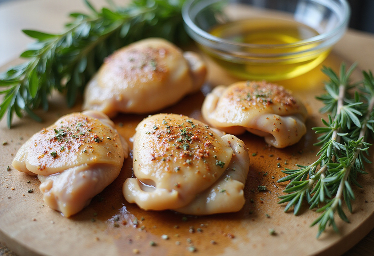 Savory Lemon Herb Roasted Chicken Thighs with Fresh Herbs and Lemon Marinade Preparation