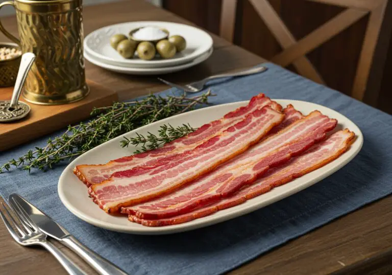 Final presentation of Smoked Shotgun Shells Bacon on a platter, showcasing the delicious aroma and visual appeal of this unique dish.