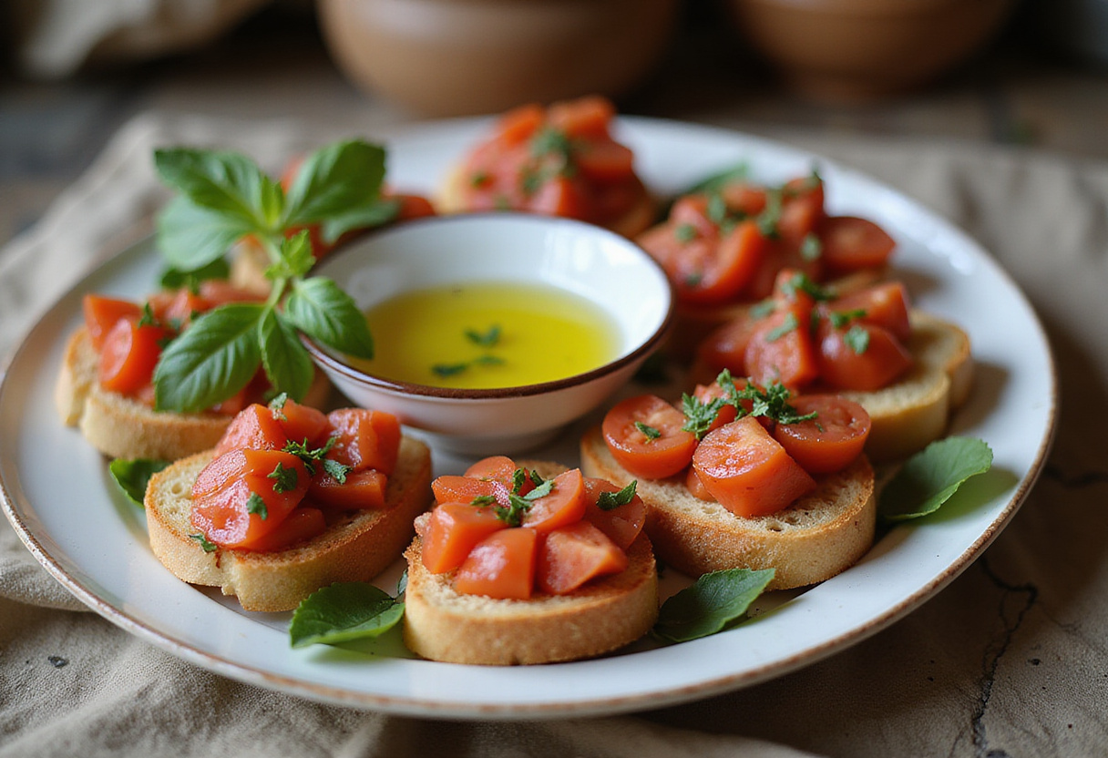 Toasted bruschetta slices prepared for Steak & French Onion Bruschetta, emphasizing the crispness and readiness for delicious toppings.