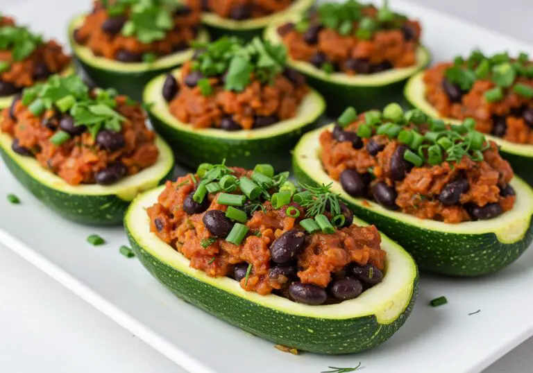 Appetizing Zucchini-Black Bean Stuffed Peppers served beautifully, highlighting the delicious blend of flavors and fresh ingredients.