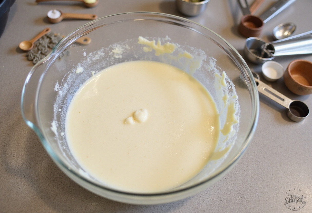 Creating the white batter for marble cupcakes, showcasing a blend of butter, sugar, and eggs in a well-equipped kitchen.