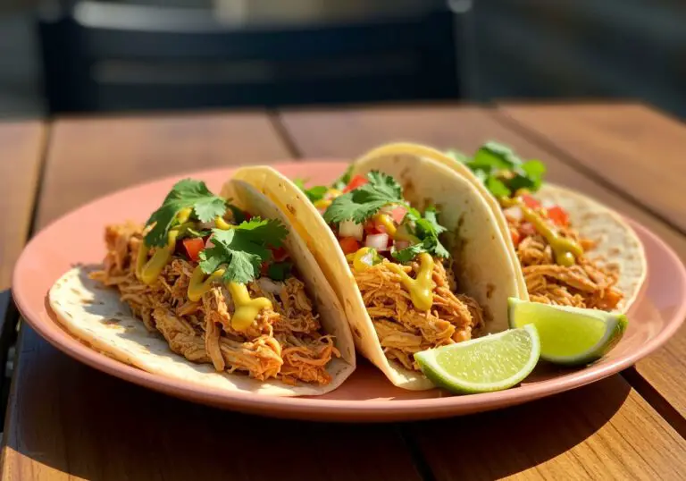 Delicious Chicken Street Tacos ready to serve, topped with fresh ingredients, capturing the essence of street food flavors.