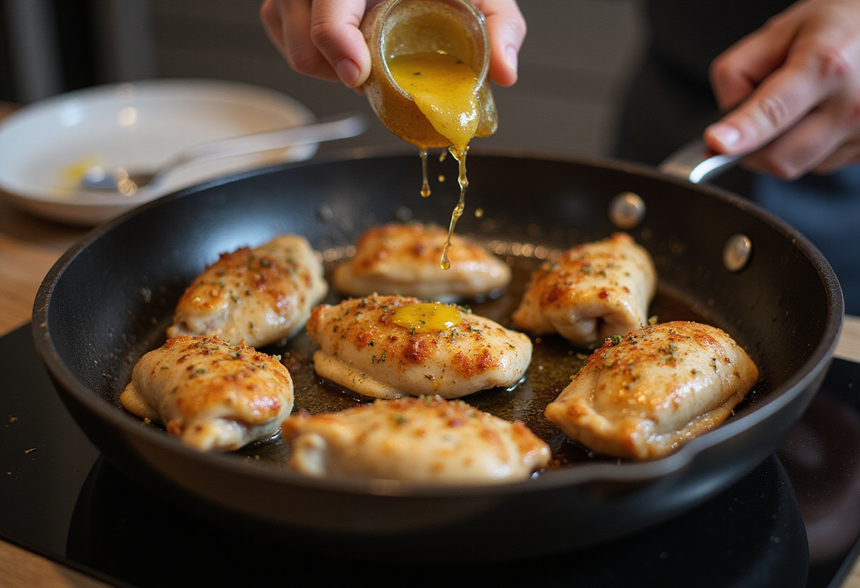 Tossed linguine and chicken in a skillet for delicious Cowboy Butter Chicken Linguine.