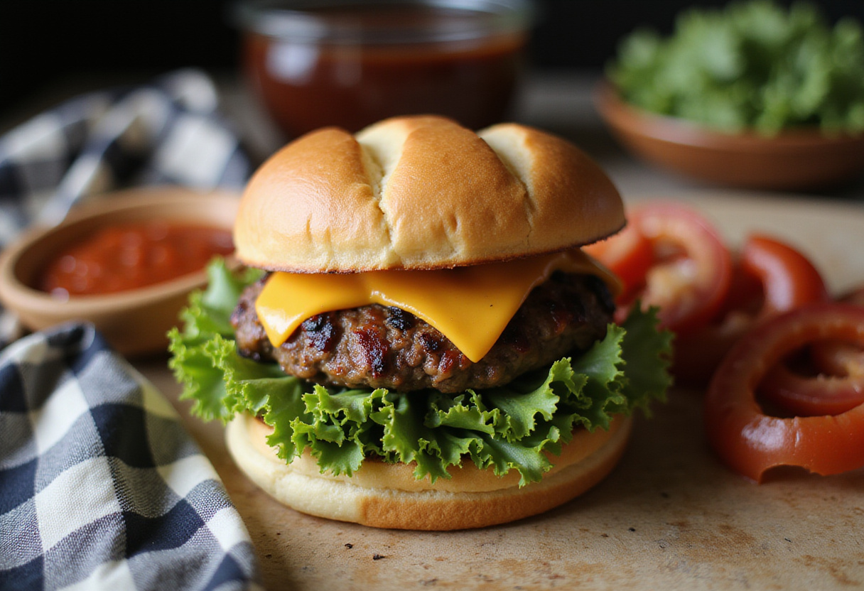 Assembling Crack Burgers with melted cheese and fresh toppings on a beautifully toasted bun.