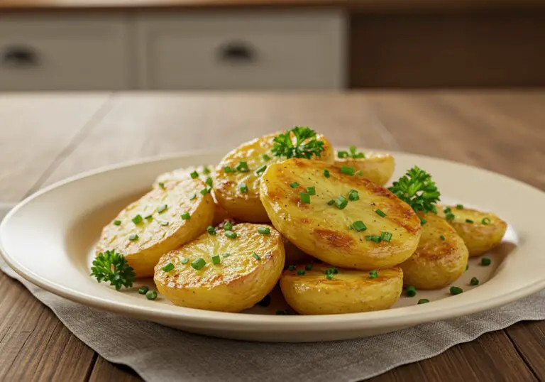 Perfectly baked Easy Duchess Potatoes, golden brown and garnished, ready to be served as a delicious and elegant side dish.