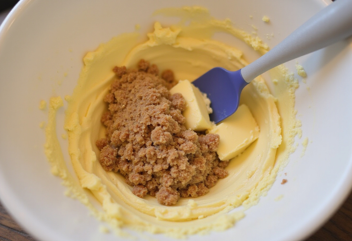 Melted butter and chocolate chips in a bowl, preparing to create a delicious no-bake edible cookie dough.