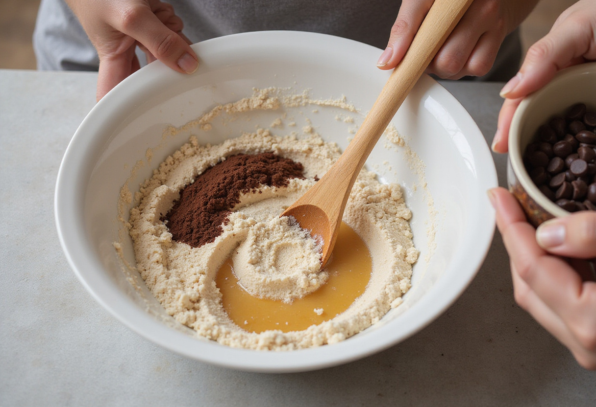 Adding salt to the mixture of edible cookie dough, emphasizing the easy process of making a no-bake dessert.