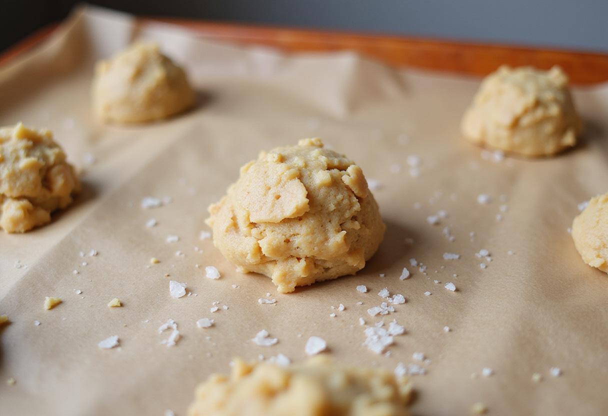 Folding chocolate chips into an easy no-bake edible cookie dough mixture, ready for chilling.