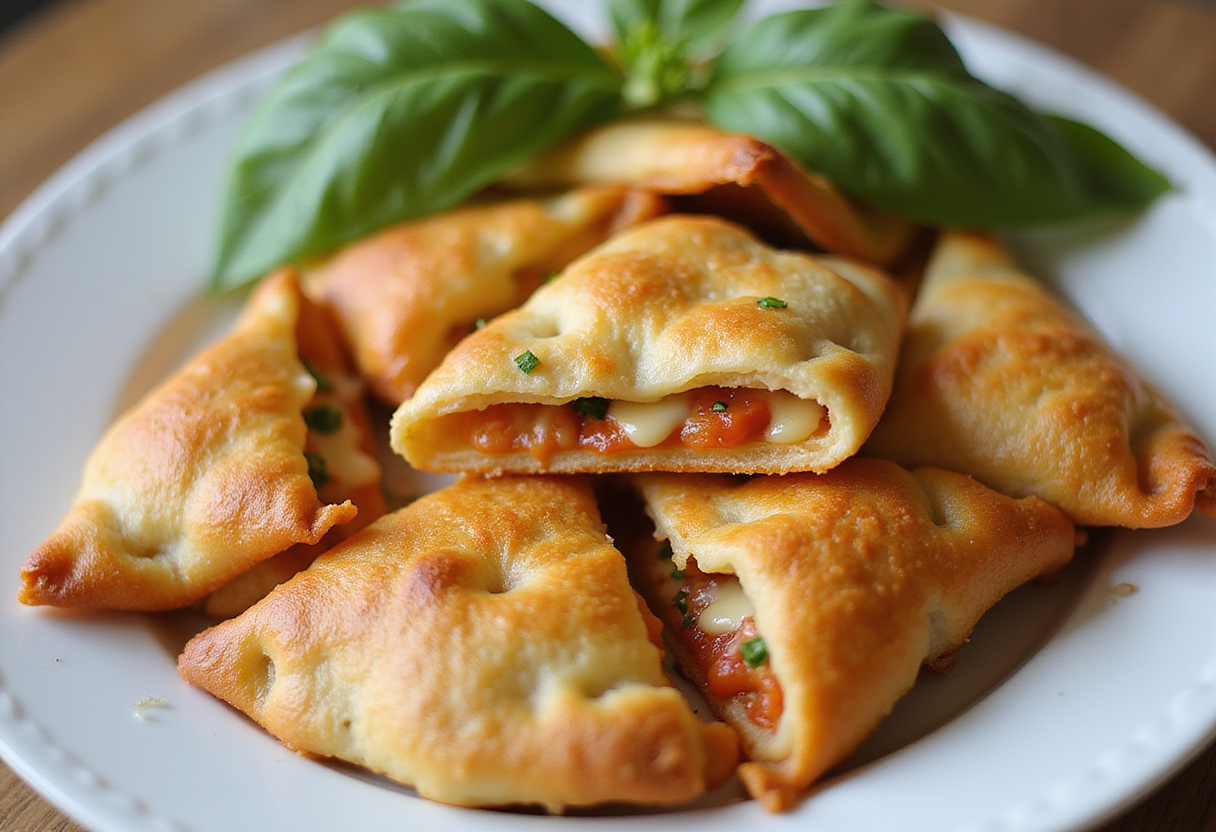Deliciously baked Homemade Easy Cheesy Pizza Pockets on a plate, ideal for a tasty snack or meal.