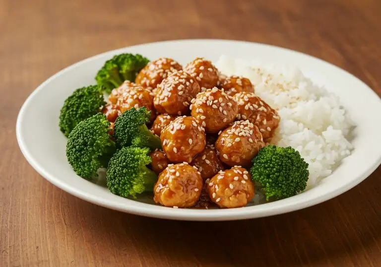 Delicious honey sriracha ground chicken and broccoli served hot, a perfect balance of sweet and spicy for a satisfying meal.