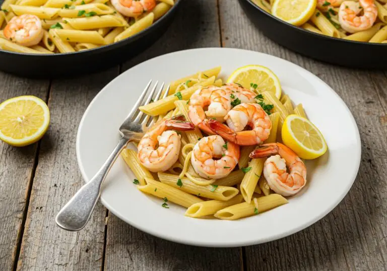 Delicious presentation of One-Pot Garlic Butter Shrimp Pasta, highlighting the shrimp, pasta, and garlic butter flavors in an appetizing display.