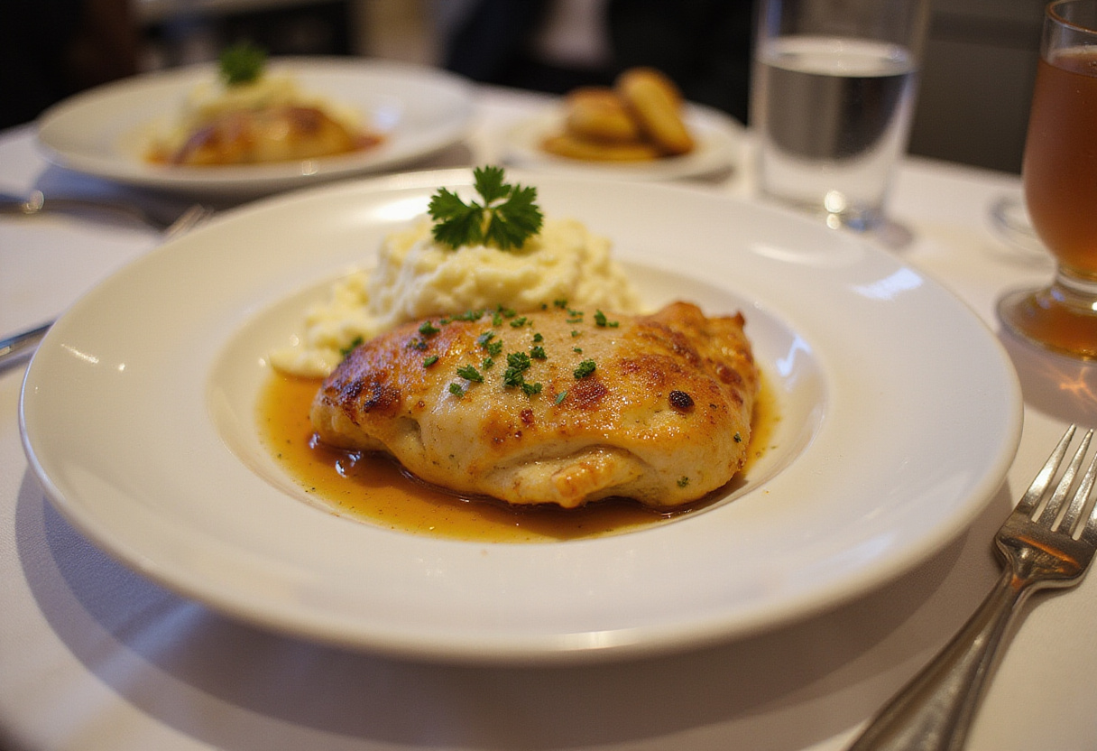 Savory Blackstone Garlic Parmesan Chicken Delight plated elegantly with sides and colorful garnishes.