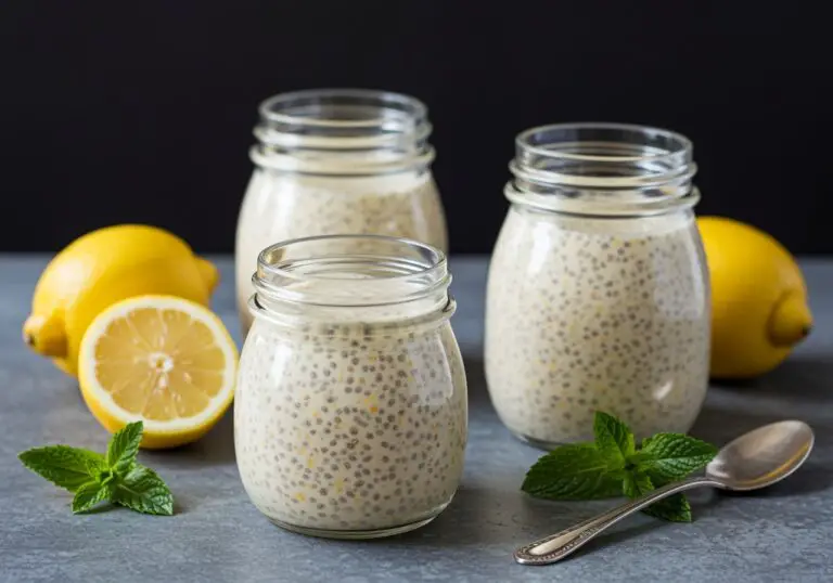 The Best Lemon Cream Chia Pudding beautifully displayed in jars, showcasing a healthy, creamy dessert that is ready to indulge in.