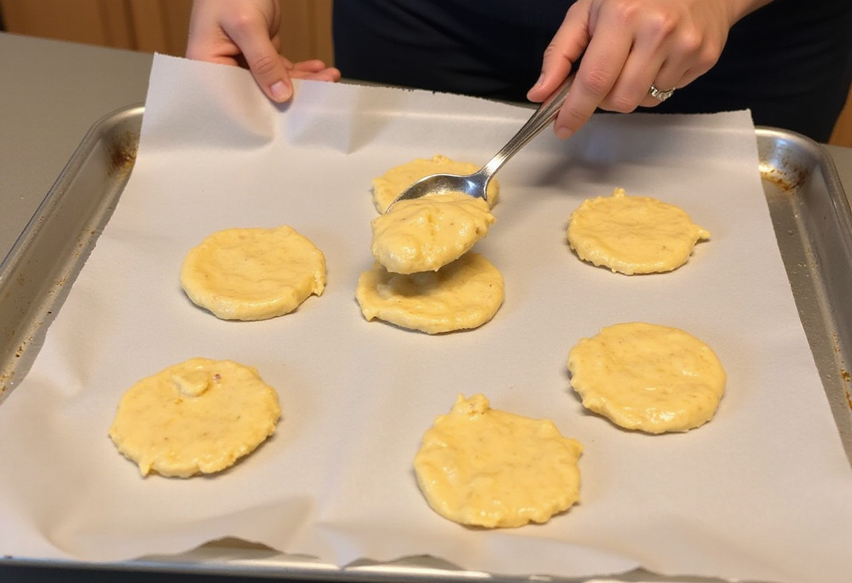 Mixing batter for warm baked apple fritters with flour, milk, and eggs, emphasizing the homemade touch in the kitchen.